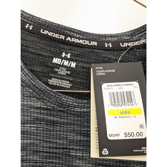NWT Under Armour Men's UA Seamless Long Sleeve Tee in Pitch Grey sz Medium - Picture 3 of 5